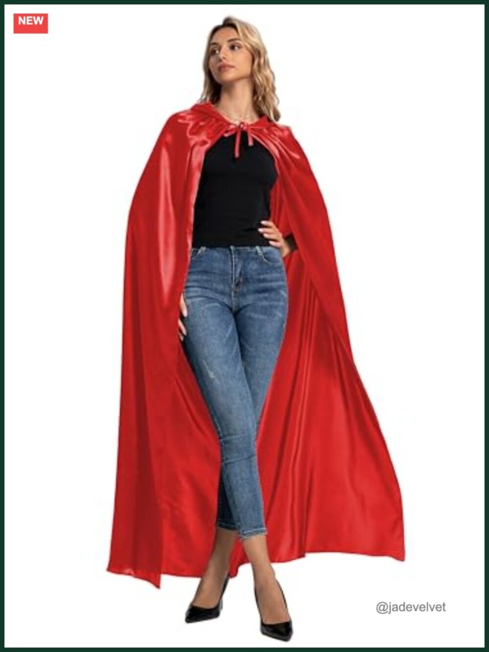 Satin Hooded Cloak Cape Unisex Cosplay Halloween Robe